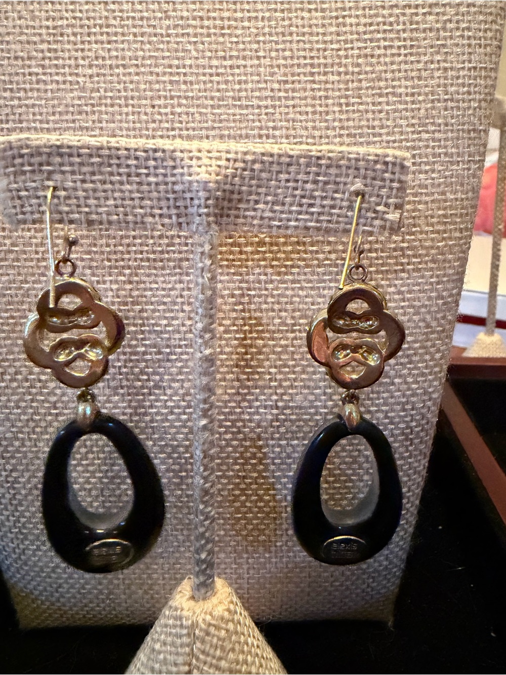 Alexis Bittar Gold Crystal & Black Lucite Dangle Earrings - Picture 6 of 10